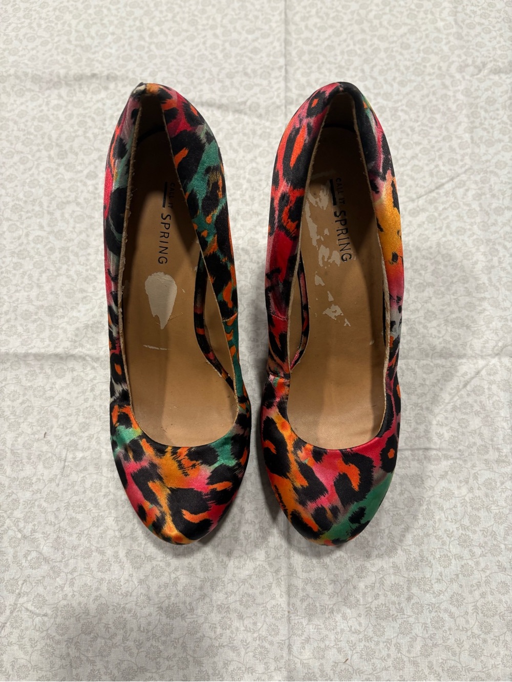 Call It Spring Y2K Neon Leopard Print Pumps Platform Heels Read Description/Flaw
